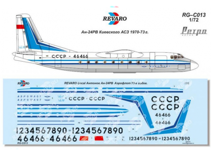 Декаль Ан-24РВ Аэрофлот. Ретро серия