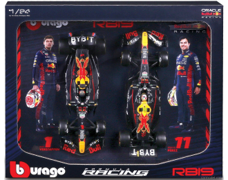 RED BULL RB19 Team Oracle Red Bull Racing №1 World Champion Season (2023) Max Verstappen + №11 Sergio Perwith pilot figure