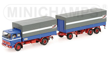 MERCEDES-BENZ LP1620 Pritschenzug "Fern Schnell Gut" (1965), blue