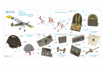 3D Декаль интерьера кабины Fi 156C (Hasegawa)