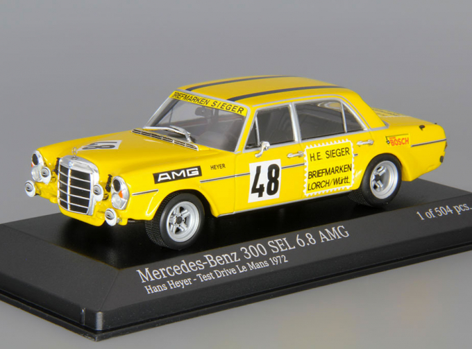 MERCEDES-BENZ 300 SEL 6.8 AMG Hans Heyer Test Drive Le Mans (1972), yellow