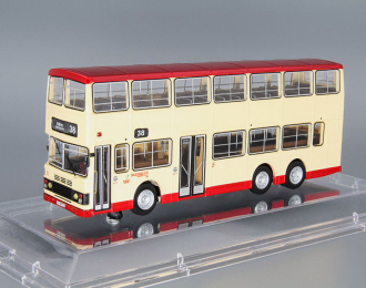 China motor bus, beige / red