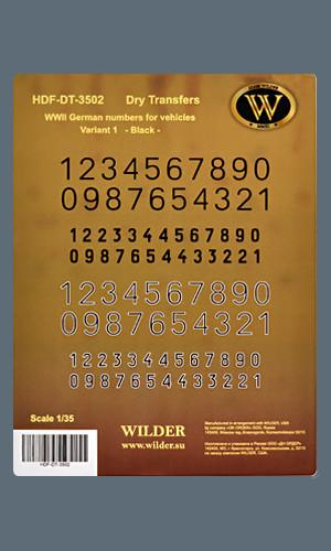 Сухая декаль WWII German numbers for vehicles. Variant 1- Black-
