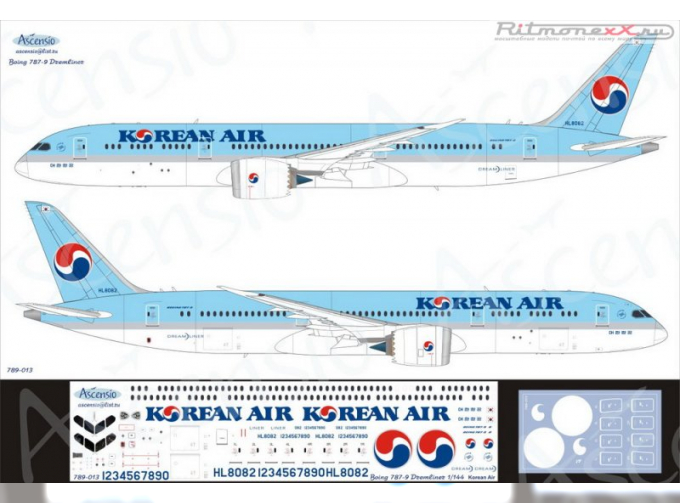 Декаль на самолёт Boeing 787-9 (Korean Air)