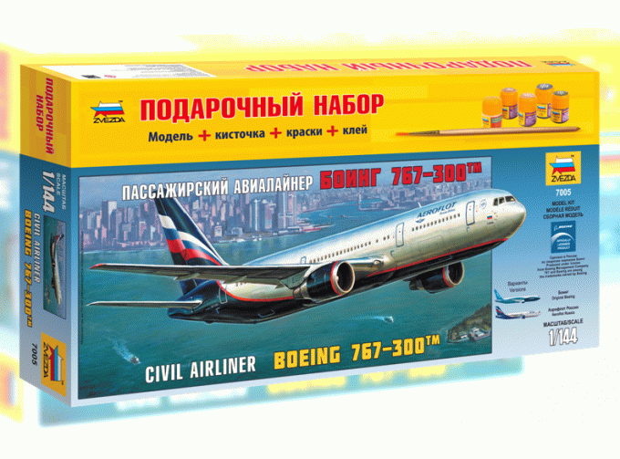 Сборная модель Пассажирский авиалайнер Боинг 767-300 (подарочный набор)