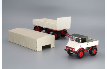 MERCEDES-BENZ UNIMOG 401 with Trailer (1951), white / beige / red