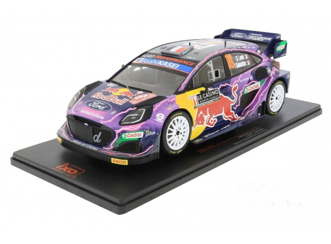 FORD Puma Rally1 Red Bull Team Ford World Rally M-sport N19 Winner Rally Montecarlo (2022) S.Loeb - I.Galmiche, Purple Yellow Black