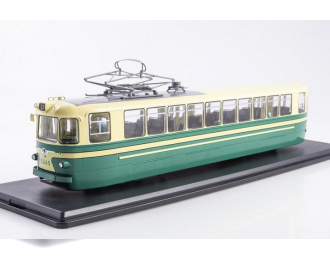 Трамвай ЛМ-57, зеленый / бежевый