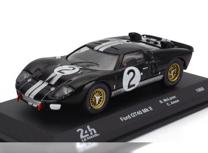 FORD Gt40 Mkii 7.0l V8 Team Shelby American Inc. №2 Winner 24h Le Mans (1966) Bruce Mclaren - Chris Amon, Black White