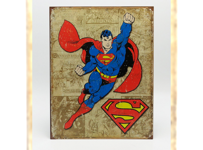 ACCESSORIES Metal Plate - Superman, Beige Red Blue