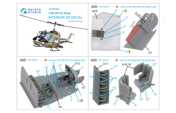 3D Декаль интерьера кабины UH-1C (HobbyBoss)