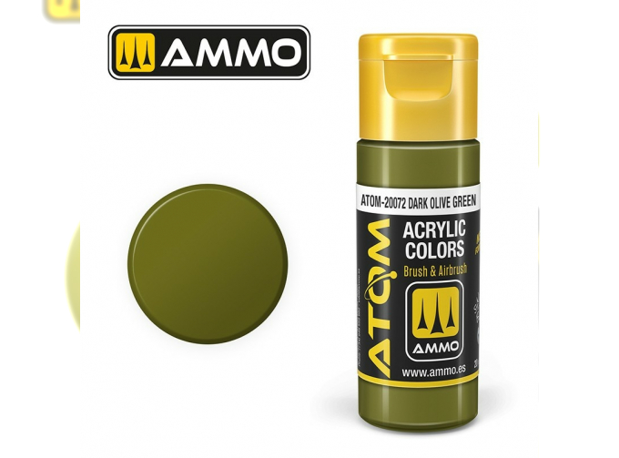 Краска акриловая ATOM COLOR Тёмно-оливково-зелёный / Dark Olive Green, 20мл