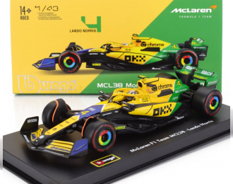 McLAREN F1 Mcl38 Team Mclaren №4 4th Monaco Gp (senna 30th Anniversary) (2024) Lando Norris - With Pilot And Showcase, Yellow Green Black