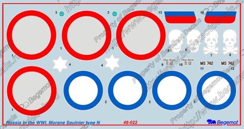 Декаль Россия в I мировой. Моран Солнье тип N.
