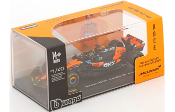 McLAREN F1 Mcl39 Team Mclaren №81 Season Gp (2025) Oscar Piastri - With Pilot And Showcase, Orange Black