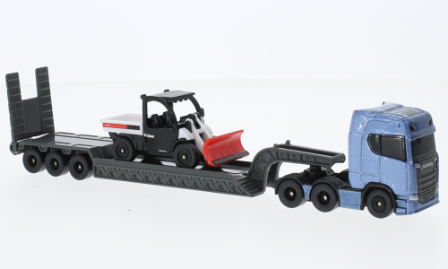 SCANIA S770 V8 Truck Pianale Trasporto 5600 Toolcat Pick-up Spazzaneve Snowplow, Blue Black White