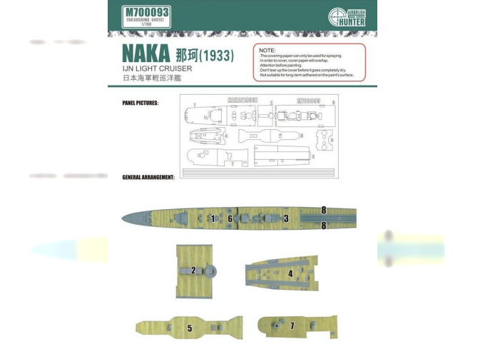 Маска окрасочная IJN Light Cruiser Naka 1933 (For Aoshima 040157)