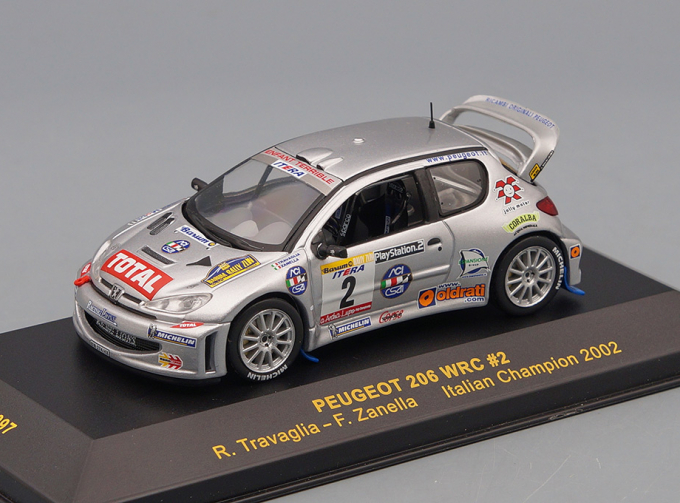 PEUGEOT 206 WRC #2 Renato Travaglia Italian Rally Champion (2002), silver