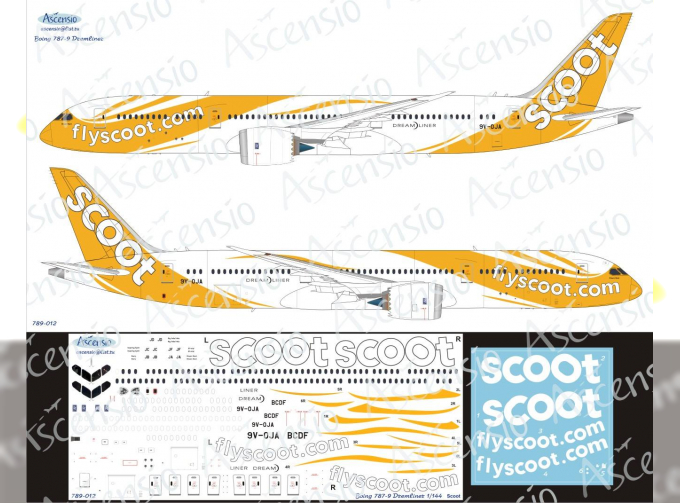 Декаль на самолет Boeing	787-9 Scoot