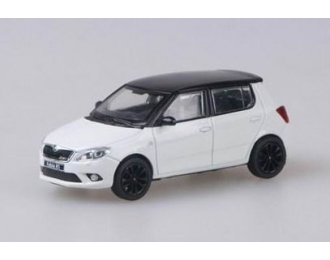 SKODA Fabia II RS 2011, white Candy Uni with black roof black wheels