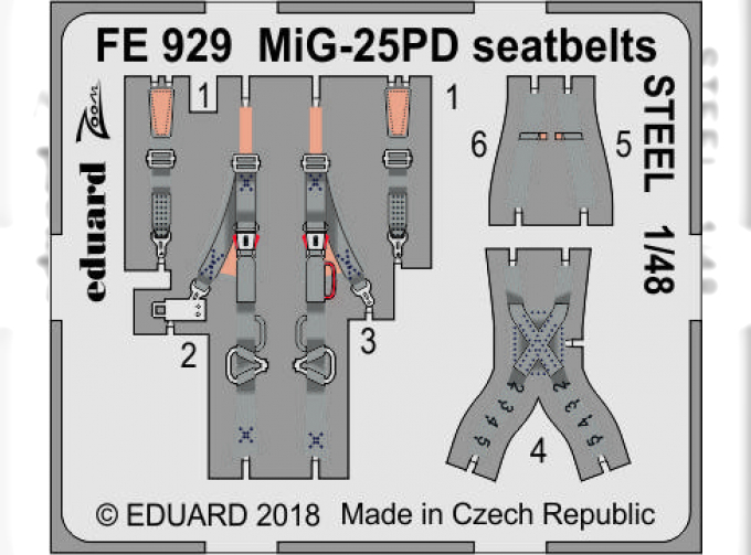 Фототравление для модели MiG-25PD seatbelts STEEL