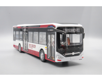 Электробус Zhong Tong N12, белый с красной полосой 28 см