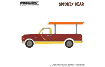 CHEVROLET C-10 with Ladder Rack, Burned Timber Builds No Homes *Smokey Bear Series 5* (1968), red / yellow
