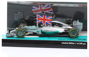 MERCEDES-BENZ GP F1 W05 Amg Petronas №44 World Champion Winner Abu Dhabi Gp With Flag (2014) Lewis Hamilton, Silver Green