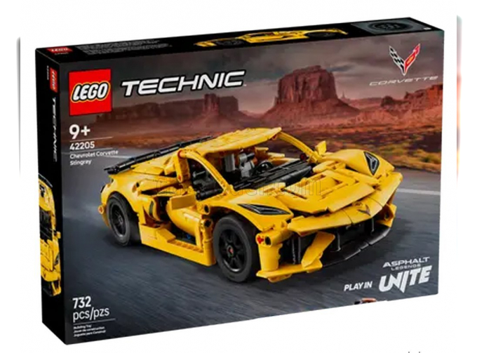 Сборная модель CHEVROLET Lego Technic - Corvette Stingray (2024) - 732 Pcs, Yellow