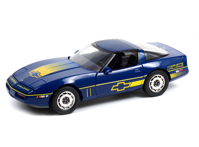 CHEVROLET Corvette C4 Challenge Race Car 1988 Dark Blue with Yellow Stripes