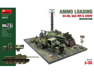 Сборная модель GAZ Set Ammo Loading Diorama - Truck With Tank Su-85 With Military Figures