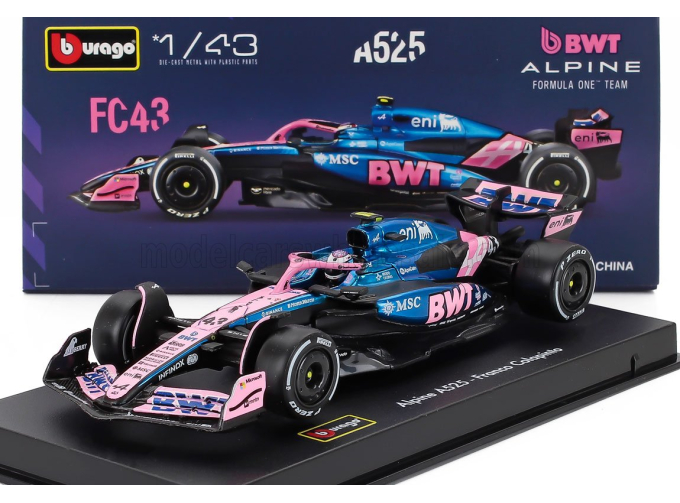 ALPINE F1 A525 Team Bwt Alpine №43 Season (2025) Franco Colapinto - With Pilot And Showcase, Black Blue Pink