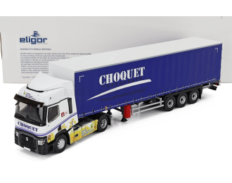 RENAULT T480 Truck Telonato Choquet Transports (2021), White Blue
