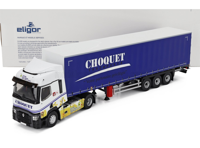 RENAULT T480 Truck Telonato Choquet Transports (2021), White Blue