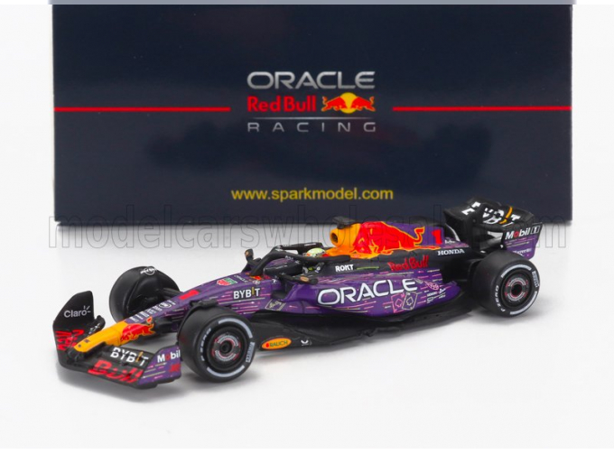 RED BULL F1 Rb19 Team Oracle Red Bull Racing №1 World Champion Winner Las Vegas Usa Gp (2023) Max Verstappen, Purple Yellow Red