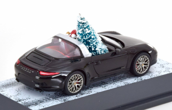 PORSCHE 911 Carrera 4 Gts Targa Christmas Edition (2023) - Con Babbo Natale - With Santa Claus Figure, Black