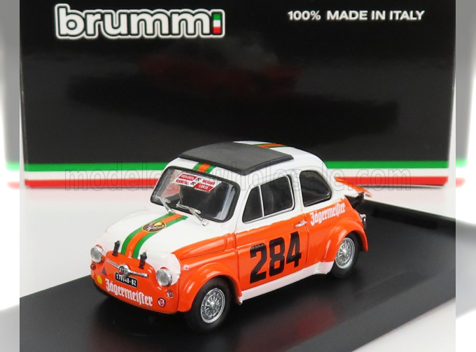 FIAT 500 Abarth 695ss Team Merano Corse Jagermeister N284 Colle Della Maddalena (1973) R.Menapace, White Orange Green