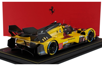 FERRARI 499p 3.0l Turbo V6 Team Af Corse N 83 Winner 24h Le Mans (2025) Robert Kubica - Phil Hanson - Yifei Ye - Con Vetrina - With Showcase, Yellow Red Black