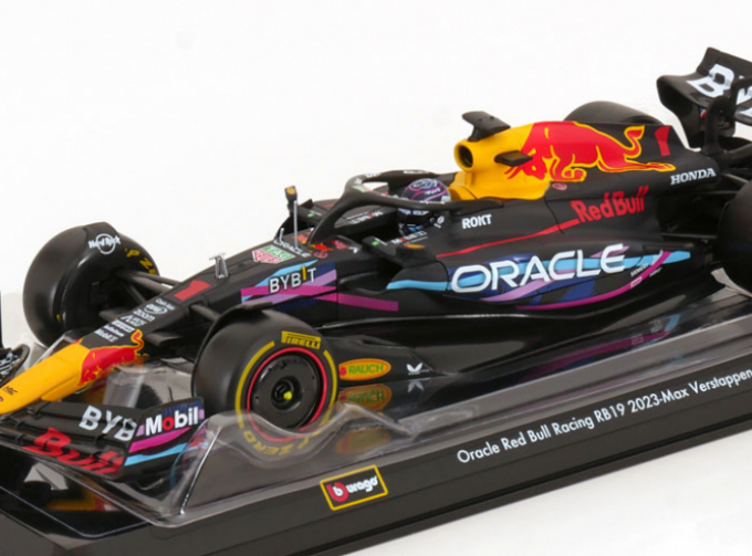 RED BULL F1 Rb19 Team Oracle Red Bull Racing №1 World Champion Winner Miami Gp (2023) Max Verstappen - With Pilot And Showcase, Matt Blue