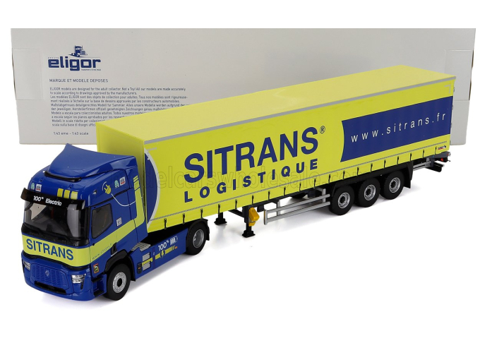 RENAULT T-line E-tech Truck Telonato Sitrans Transports (2023), Blue Yellow