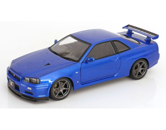 NISSAN Skyline GT-R R34 V-Spec II with OEM-rims (2001), blue metallic