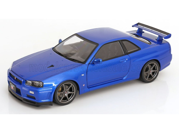 NISSAN Skyline GT-R R34 V-Spec II with OEM-rims (2001), blue metallic