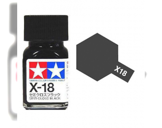 Краска эмалевая полуматовый черный глянцевый X-18 Semi Gloss Black,10мл.