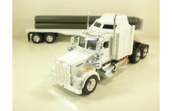 KENWORTH W900 трейлер платформа с трубами 1:43, белый