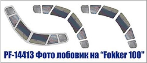Лазерная декаль на фото остекление пилотской кабины Fokker- 100