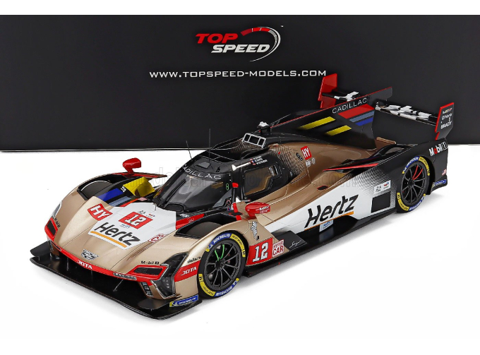 CADILLAC V-series R 5.5l V8 Team Hertz Jota №12 4th 24h Le Mans (2025) Alex Lynn - Norman Nato - Will Stevens, Gold White Black