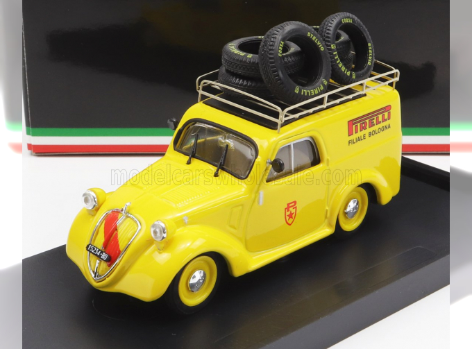 FIAT 500b Van Pubblicitario Pirelli Bologna Assistenza Mille Miglia (1950), yellow