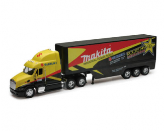 PETERBILT 387 Yoshimura Rockstar Makita Suzuki трейлер контейнер 1:32, желтый