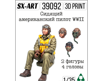 Сборная модель фигурка US WW2 Fighter pilot ( 2 фигуры + 4 головы)