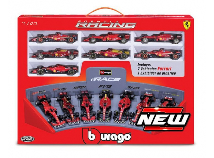 Набор из семи моделей Ferrari : SF90 + SF1000 + SF21 + F1-75 + SF23 + 2xSF24 (C. Leclerc – C. Sainz)